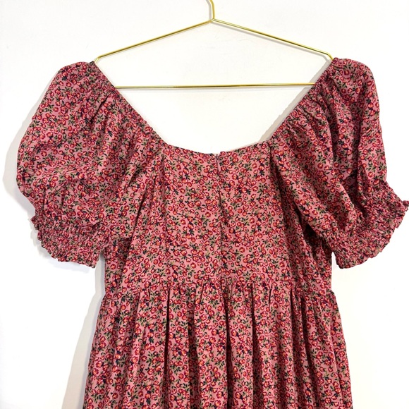 Pinkblush Pink Floral Puff Sleeve Peasant Cottagecore Smocked Maxi Dress Small - Picture 13 of 13